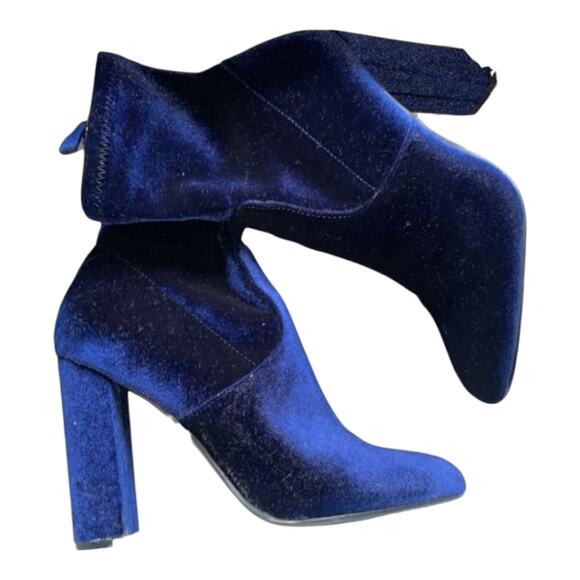 Steve Madden Edit Blue Velvet Ankle Boots Booties Women's Size 8M Block Heel New - Picture 6 of 10